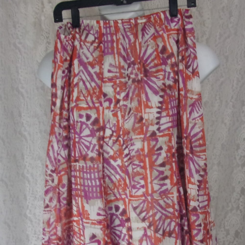 Sapphire Star Maxi/Midi Boot Skirt Orange Berry Ivory Print